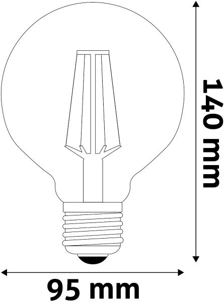 Avide LED Filament Κοινή G95 7W E27 360° Θερμό 2500K Ντιμαριζόμενο/Κεχριμπάρι 