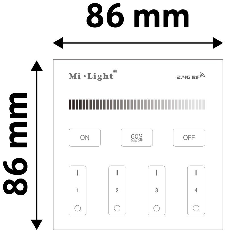 Avide LED Ταινία 12V Ντίμερ 4 Ζωνών RF Χωνευτό /2xAAA/ Αφής