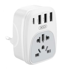 XO WL26 Αντάπτορας Πρίζας EU σε Universal με 1 USB-C & 3 USB-A Θύρες Φόρτισης