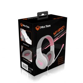 Meetion MT-HP021 Gaming Ακουστικά Άσπρο + Ρόζ