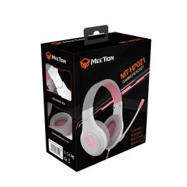 Meetion MT-HP021 Gaming Ακουστικά Άσπρο + Ρόζ