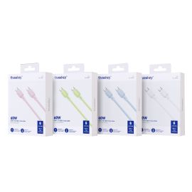 ThreeKey TK-NB09 Καλώδια Σιλικόνης Type-C σε Type-C 60W Ροζ