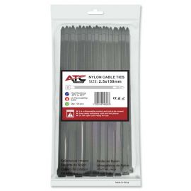 ATC Δεματικά 2.5x150mm Νάιλον Μαύρα 100τμχ Σακουλάκι