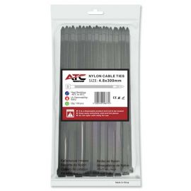 ATC Δεματικά 4.8x300mm Νάιλον Μαύρα 100τμχ Σακουλάκι