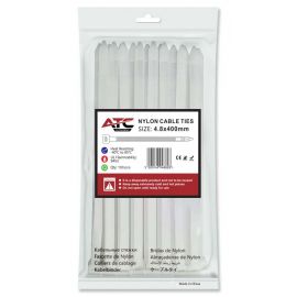 ATC Δεματικά 4.8x400mm Νάιλον Λευκά 100τμχ Σακουλάκι