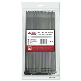 ATC Nylon Cable Ties 7.6x450mm Black 100pcs/bag