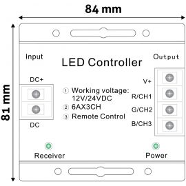 Avide LED Ταινία 12V 216W RGB 6 Πλήκτρα RF Τηλεχειριστήριο Αφής και Ελεγκτής
