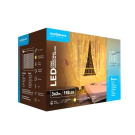 Modee Χριστουγεννιάτικα Διακοσμητικά Φωτάκια LED για το Παράθυρο με Τροφοδοτικό (192 LEDs/3m x 2m) Θερμό Λευκό