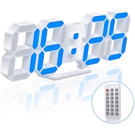 EDUP EH-LED1319 3D LED Wall Clock 9.5 Remote Control Digital Nightlight
