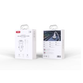 XO CC67 Mini Smart Φορτιστής Αυτοκινήτου με 2 Θύρες USB 2.4A και Καλώδιο Type-C (NB103)