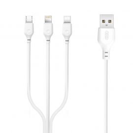 XO NB103 2.0A 3 σε 1 Καλώδιο USB Λευκό