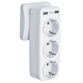 XO WL08 Πολύπριζο EU Smart Τοίχου (3AC+2USB 2.4A) Άσπρο