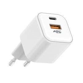 ATC-CHF15 Φορτιστής GaN Ταχείας Φόρτισης με 2 Θύρες USB-A & Type-C 20W