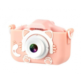 XO XJ01 Παιδική Κάμερα Διπλού Φακού με Κάλυμμα Σιλικόνης (Ροζ)