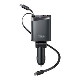 XO CC71 Μεταλλικός Φορτιστής Αυτοκινήτου 4 σε 1 με Ανασυρόμενα Καλώδια 108W 