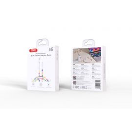XO NB-Q301 Πολύχρωμο Καλώδιο με Χάντρες Type-C σε Type-C 60W & Lighting 27W 1m