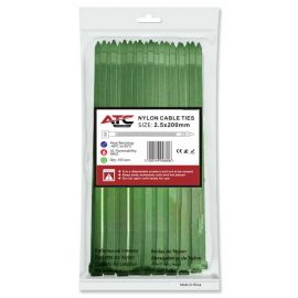 ATC Δεματικά 2.5x200mm Νάιλον Πράσινα 100τμχ Σακουλάκι