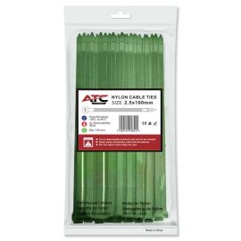 ATC Δεματικά 2.5x100mm Νάιλον Πράσινα 100τμχ Σακουλάκι