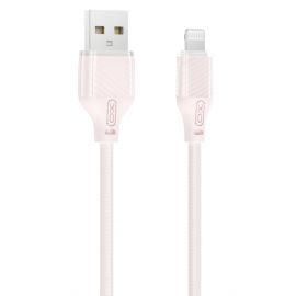 XO NB291 Καλώδιο Φόρτισης & Μεταφοράς Δεδομένων USB-A σε Lighting Πλεκτό 6A Ροζ 1m