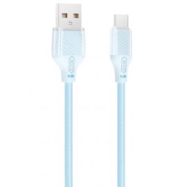 XO NB291 Καλώδιο Φόρτισης & Μεταφοράς Δεδομένων USB-A σε Type-C Πλεκτό 6A Μπλε 1m