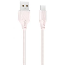 XO NB291 Καλώδιο Φόρτισης & Μεταφοράς Δεδομένων USB-A σε Type-C Πλεκτό 6A Ροζ 1m