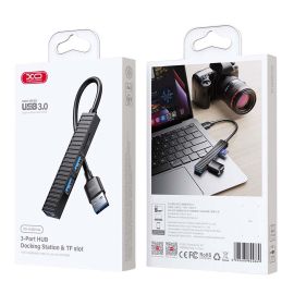 XO HUB014A Plastic portable 4 in 1 docking station (Micro to USB3.0+USB2.0 * 2+TF)