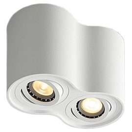 Avide Φωτιστικό Οροφής GU10 Spot Light Στρογγυλό Λευκό Περιστρεφόμενο Διπλό