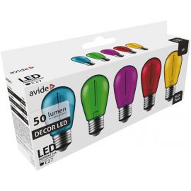 Avide LED Διακοσμητική Λάμπα Filament 1W  E27 (5τμχ) (Πράσινο/Μπλέ/Κίτρινο/Κόκκινο/Μώβ)