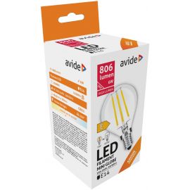 Avide LED Filament Σφαιρική 6W E14 360° Λευκό 4000K Υψηλής Φωτεινότητας