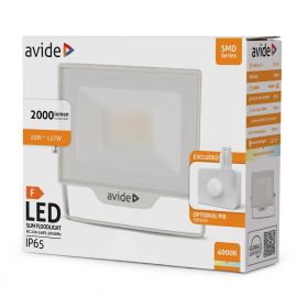 Avide Προβολέας LED SMD 20W NW 4000K Opt.PIR Λευκό
