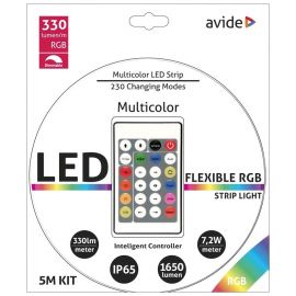 Avide LED Ταινία Blister 12V  7.2W SMD5050 30LED IC RGB IP65 5m + Έξυπνο Ελεγκτή