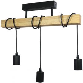 Avide Pendant Lamp Madeline 3xE27 Sockets Wood/Black