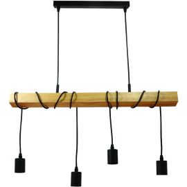 Avide Pendant Lamp Madeline 4xE27 Sockets Wood/Black