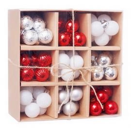 Artezan Χριστουγεννιάτικες Μπάλες 3cm Κόκκινο/Λευκό/Ασημί 99τμχ/Χαρτοκιβώτιο