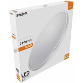 Avide LED Μοντέρνα Πλαφονιέρα Οροφής Olivia Silver 24W 380*50mm NW 4000K