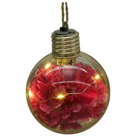 Artezan Χριστουγεννιάτικη Μπάλα Λουλούδι Mini LED 8cm Βαθύ Κόκκινο 1τμχ/κουτί με Μπαταρία (Lr44/V13)