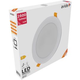 Avide LED Φωτιστικό Οροφής Χωνευτό Στρογγυλό Πλαστικό 24W Λευκό 4000K