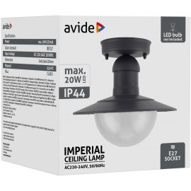 Avide Εξωτερικό Φωτιστικό Οροφής Imperial 1xE27 IP44 Ανθρακί