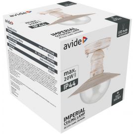 Avide Εξωτερικό Φωτιστικό Οροφής Imperial 1xE27 IP44 Αντίκα Λευκό