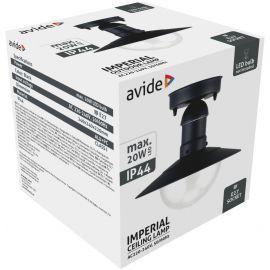 Avide Εξωτερικό Φωτιστικό Οροφής Imperial 1xE27 IP44 Μαύρο