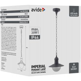 Avide Εξωτερικό Φωτιστικό Οροφής Imperial 1xE27 IP44 Ανθρακί