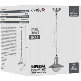 Avide Εξωτερικό Φωτιστικό Οροφής Imperial 1xE27 IP44 Stainless Steel