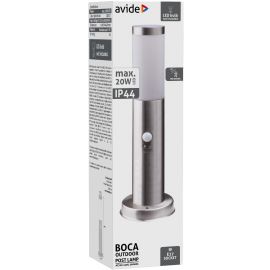 Avide Εξωτερικό Φωτιστικό Κήπου Boca 1xE27 450mm IP44 Σατέν Νίκελ Φωτοκύτταρο