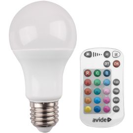 Avide LED Smart Κοινή A60 9.7W RGB+W 2700K με IR Τηλεχειριστήριο