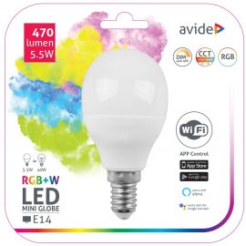 Avide LED Smart Σφαιρική 5.5W RGB+W WIFI APP Control