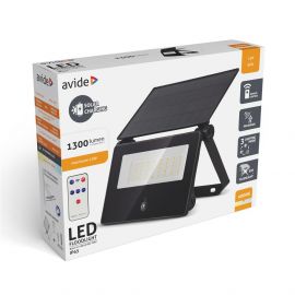 Avide Ηλιακός Προβολέας 4000K 1300lm με Αισθητήρα PIR & Τηλεχειριστήριο