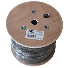 ATC-662 Στροφείο FTP CAT6 CCA για Εξωτερικό Χώρο Μαύρο με Ξύλινο Καρούλι 250m