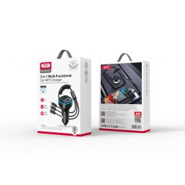 XO BCC07 Φορτιστής Αυτοκινήτου Bluetooth MP3 + 3 Καλώδια με Φώς