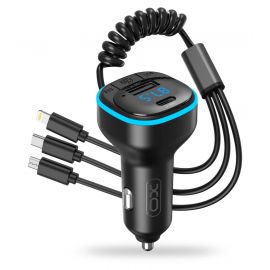 XO BCC07 Φορτιστής Αυτοκινήτου Bluetooth MP3 + 3 Καλώδια με Φώς