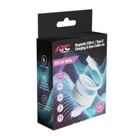 ATC-C6 Μαγνητικό Καλώδιο Φόρτισης και Μεταφοράς Δεδομένων USB-A σε Type-C 66W 1m Λευκό